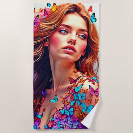 Toalla De Playa Camisa artística de la musa de mariposa