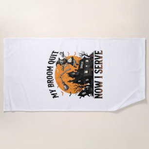 Toalla De Playa Camisa de camarera de Halloween Escoba Rota Humor_