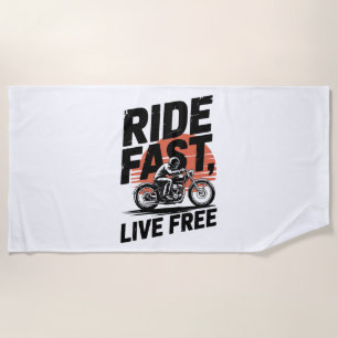 Toalla De Playa Camisas Bicyclist Fast Live Free