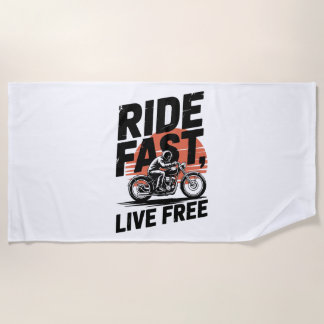 Toalla De Playa Camisas Bicyclist Fast Live Free