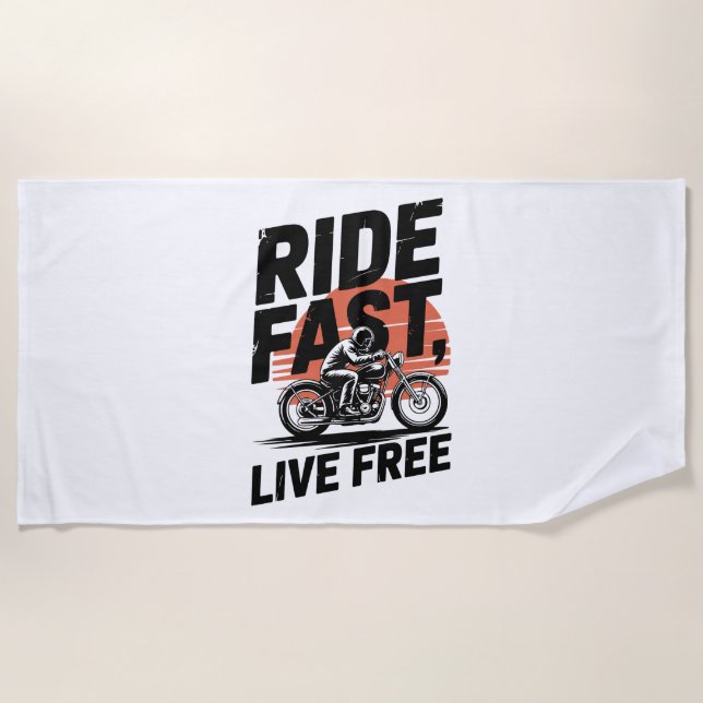 Toalla De Playa Camisas Bicyclist Fast Live Free (Anverso)