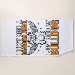 Toalla De Playa Camiseta Ángel de la Guarda Bulldog Amante de Perr