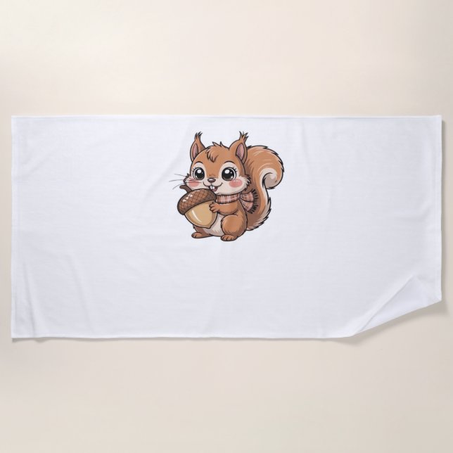 Toalla De Playa camiseta clásica de ardilla otoñal (Anverso)