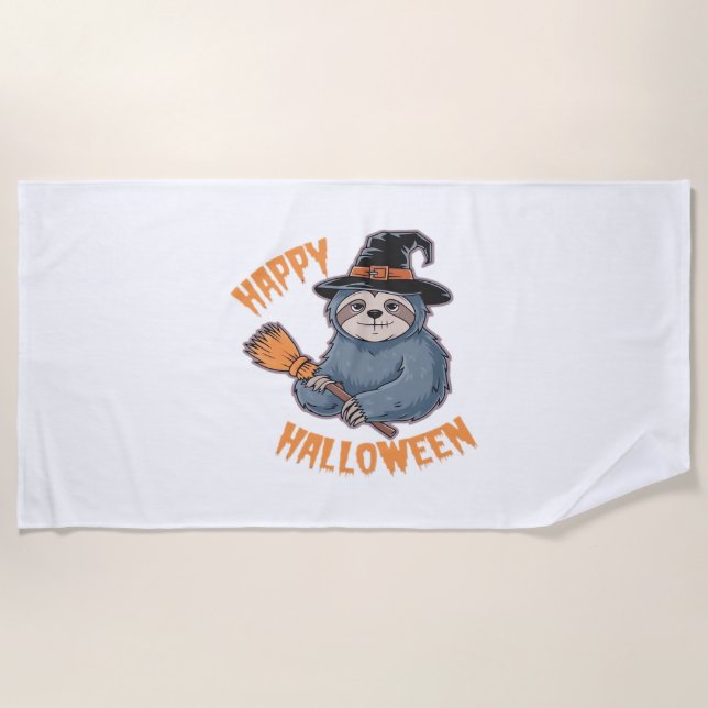 Toalla De Playa Camiseta clásica de Halloween Personalizado Sloth (Anverso)