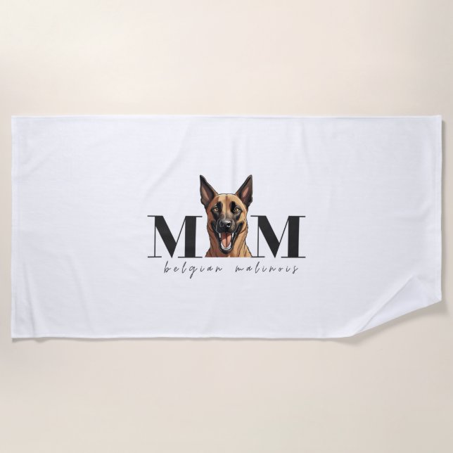 Toalla De Playa Camiseta clásica de Perro Mom MALINOIS (Anverso)