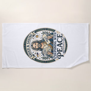 Toalla De Playa Camiseta de Jesús Cupón Ahorro Frugal Diseño Basad