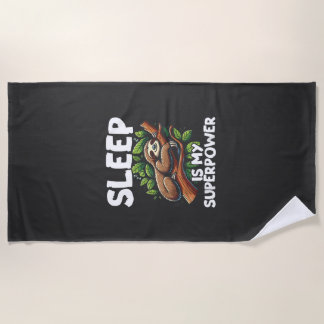 Toalla De Playa Camiseta de Sloth de Mi Superpoder es Dormir