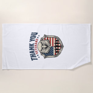 Toalla De Playa Camiseta Escudo de Águila Patriótica Gracias Veter