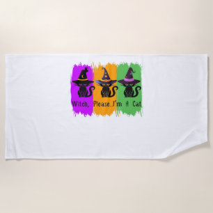 Toalla De Playa Camiseta esencial de gatos negros con sombreros de