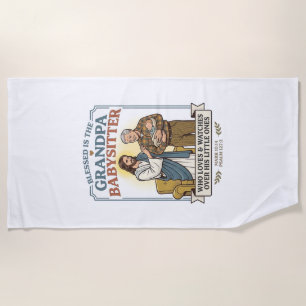 Toalla De Playa Camiseta Humor Abuelos de Jesús Cuidando Bebés Fe