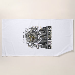 Toalla De Playa Camiseta Monstruo de Smog Grabado Vintage Alerta E