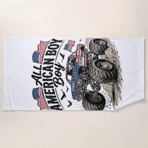 Toalla De Playa Camiseta Patriótica de Camión Monstruo para Chicos