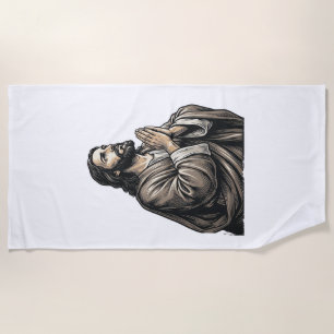 Toalla De Playa Camiseta religiosa de hombre orando con grabado vi