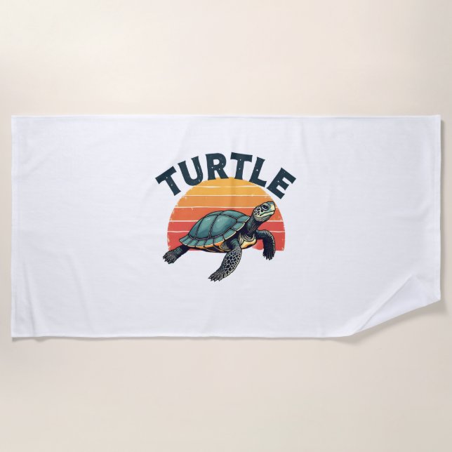 Toalla De Playa Camiseta Retro Turtle (Anverso)