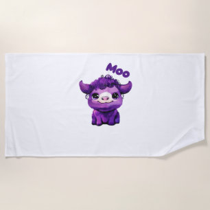 Toalla De Playa Camiseta sobredimensionada de vaca púrpura