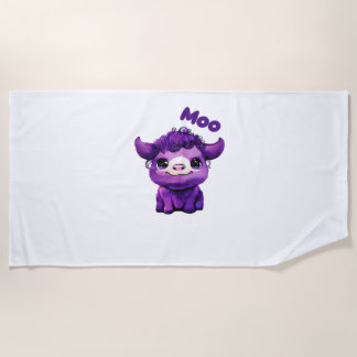 Toalla De Playa Camiseta sobredimensionada de vaca púrpura