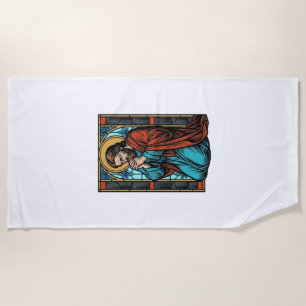 Toalla De Playa Camiseta Vectorial de Figura Religiosa Orando Vint