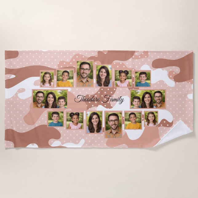 Toalla De Playa Camouflage Family Photo Collage (Anverso)