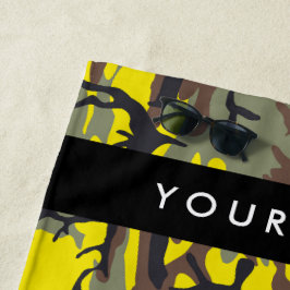 Toalla De Playa Camuflaje amarillo y marrón Tu nombre Personaliza