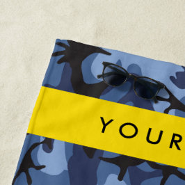 Toalla De Playa Camuflaje Azul Marino Personaliza tu nombre