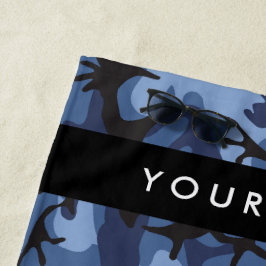 Toalla De Playa Camuflaje Azul Marino Personaliza tu nombre