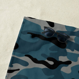 Toalla De Playa Camuflaje de camo azul nocturno