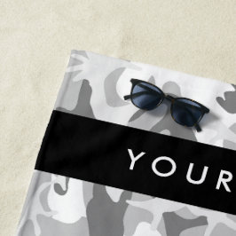 Toalla De Playa Camuflaje gris de nieve en invierno Tu nombre pers