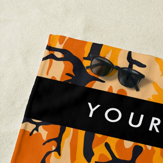 Toalla De Playa Camuflaje naranja Su nombre Personaliza (In situ)