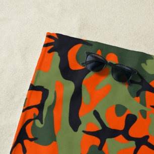 Toalla De Playa Camuflaje naranja y verde, militar, ejército