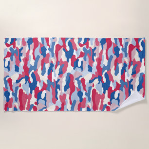Toalla De Playa Camuflaje rojo blanco y azul