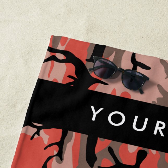 Toalla De Playa Camuflaje rojo y marrón Tu nombre Personaliza (In situ)