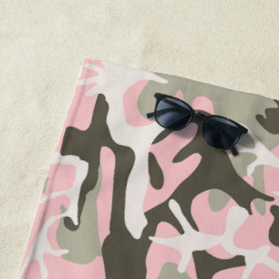 Toalla De Playa Camuflaje rosa y verde, militar, militar