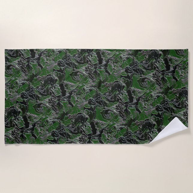 Toalla De Playa Camuflaje verde funky (Anverso)