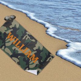 Toalla De Playa Camuflaje Verde Naranja Nombre Ejército