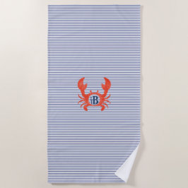Toalla De Playa Cangrejo acuarela Monograma Círculo camiseta