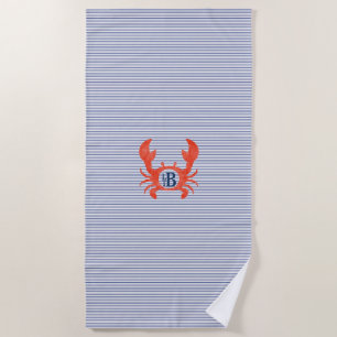 Toalla De Playa Cangrejo acuarela Monograma Círculo camiseta
