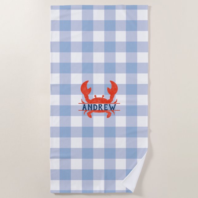 Toalla De Playa Cangrejo acuarela para niños (Anverso)