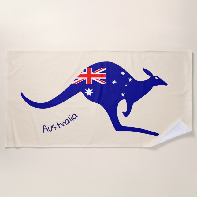 TOALLA DE PLAYA CANGURO AUSTRALIANO - BANDERA AUSTRALIANA (Anverso)