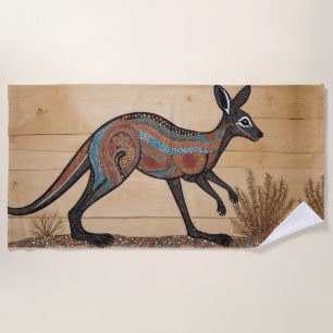 Toalla De Playa Canguro de temática aborigen australiana