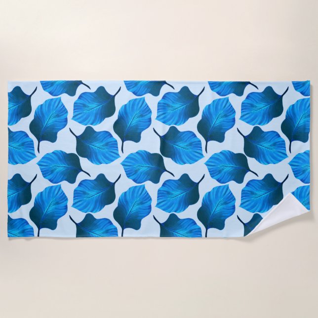 Toalla De Playa Canna Tropicanna Las hojas tropicales en azul (Anverso)