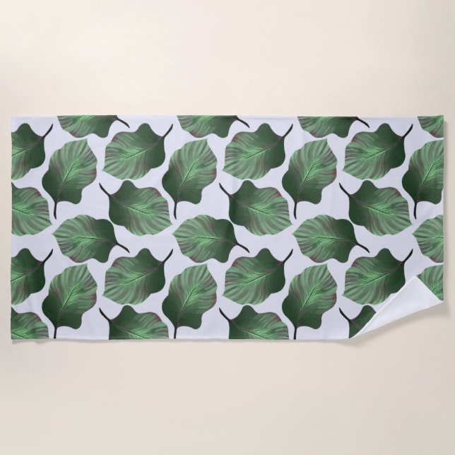 Toalla De Playa Canna Tropicanna Tropical Leaves, Verde (Anverso)