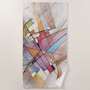 Toalla De Playa CANTATA en PASTEL MAJOR Abstracto acuarela de arte