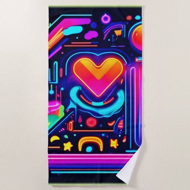 Toalla De Playa Caos del Corazón de Neón (Anverso)