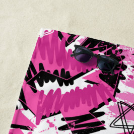 Toalla De Playa Caos rosado caliente - Tropical rosa brillante