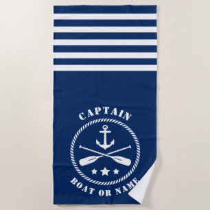 Toalla De Playa Capitán Barco o nombre Nautical Anchor & Oars Nava