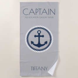 Toalla De Playa Capitán Nautical Anchor Bote personalizado