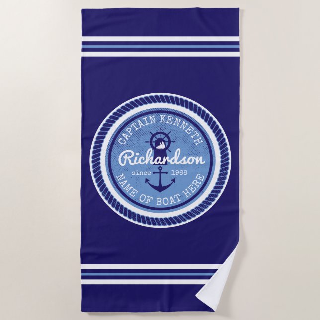 Toalla De Playa Capitán Nautical Anchor Helm (Anverso)