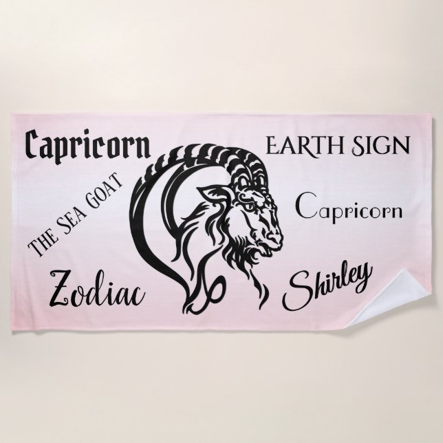 Toalla De Playa Capricornio Pink Zodiac personal (Anverso)