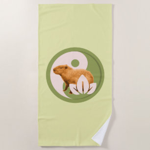 Toalla De Playa Capybara Zen Yin Yang Naturaleza Pacífica