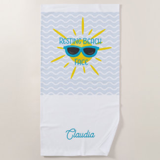 Toalla De Playa Cara de Playa Relajada Divertida Sol Personalizado